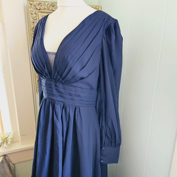 Navy Blue Chiffon Formal Dress, Wedding, Prom, Bridesmaid, Party, Evening, Opera - Picture 4 of 16